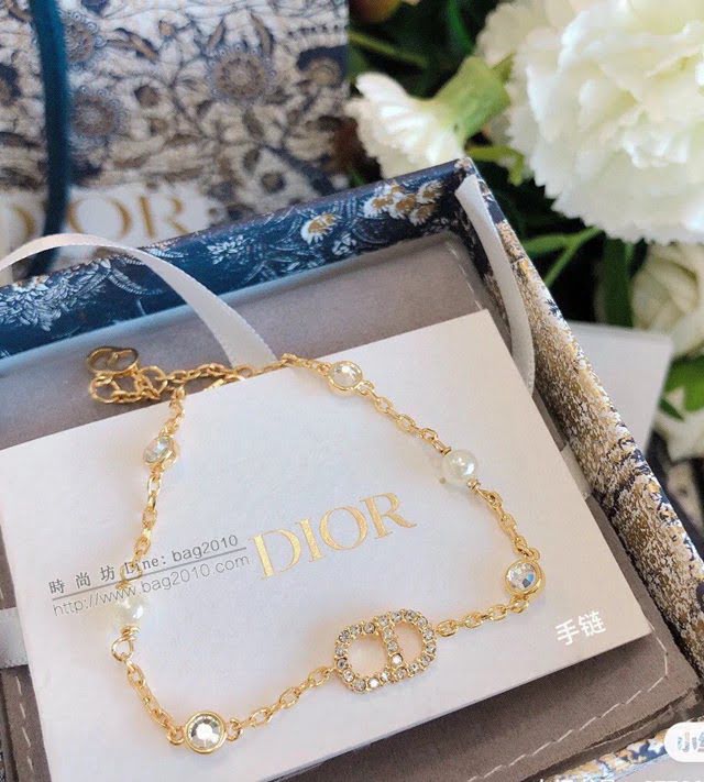 Dior飾品 迪奧經典熱銷款cd鑲鑽手鏈項鏈套裝  zgd1403